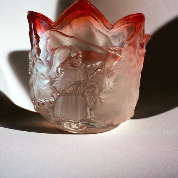 Vtg Mikasa Glass Red to Clear Tulip Christmas Tealight Candle Holder Bowl - Picture 1 of 10
